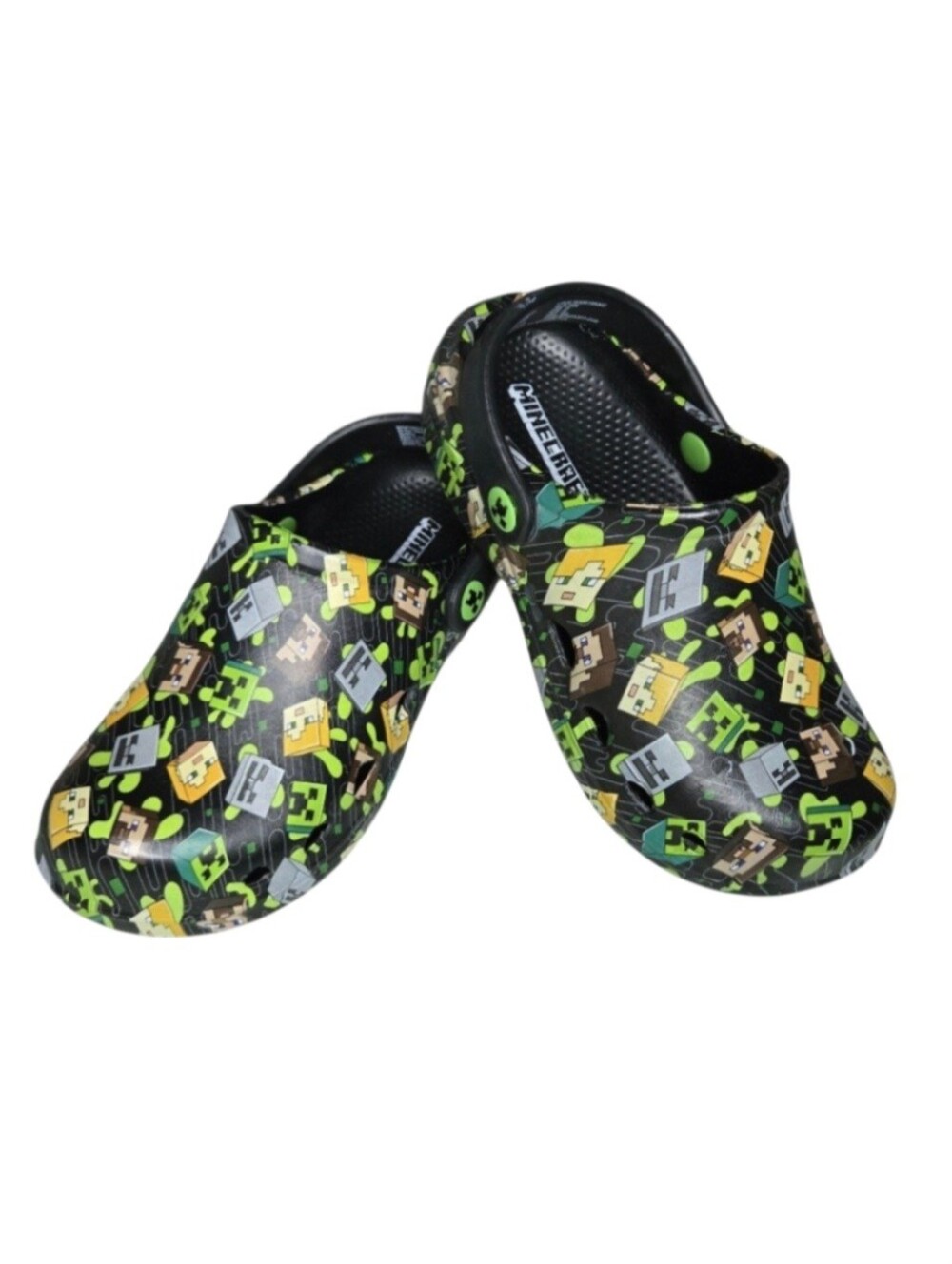 Minecraft EVA Clogs in Black and Green, Size 13 Boys New!